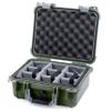 Pelican Protector 1400 Case by ColorCase - OD Green - Medium Size Waterproof Case with Gray Padded Microfiber Dividers & Convoluted Lid Foam - Silver Handles & Latches view 2
