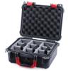ColorCase Pelican Protector 1400 Case Black - Medium Size Waterproof Case with Gray Padded Microfiber Dividers & Convoluted Lid Foam - Red Handles & Latches
