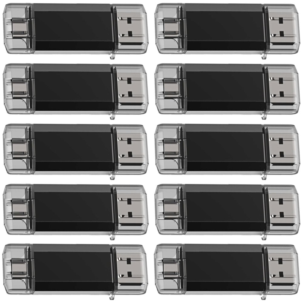 GoRAM 16GB (10 Pack) Dual Drive Go-Stick USB 3.0 + USB-C Type-C Flash Drive for Android Smartphones, Computers, MacBook, Tablets, PC (16GB)