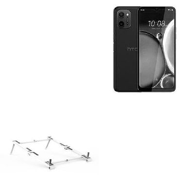 BoxWave Stand and Mount Compatible with HTC Wildfire E3 Lite - Pocket Aluminum Stand 3-in-1, Portable Multi Angle Viewing Riser - Metallic Silver