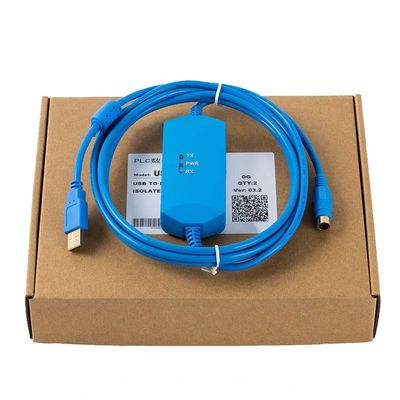 for USB-MC Data Download Communication Cable MC80 MC100 MC200 MC280 and Other Series PLC Programming Cable Isolated Blue Length 3 Meters