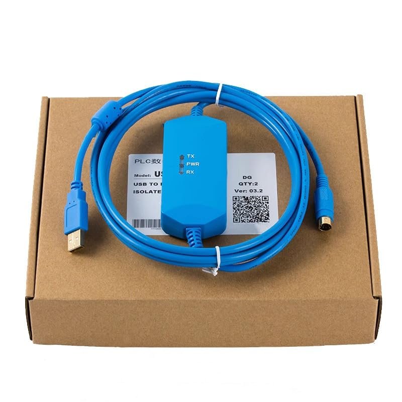 for USB-MC Data Download Communication Cable MC80 MC100 MC200 MC280 and Other Series PLC Programming Cable Isolated Blue Length 3 Meters