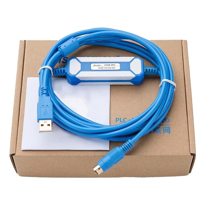 for USB-MC Data Download Communication Cable MC80 MC100 MC200 MC280 and Other Series PLC Programming Cable Gold-Plated Model Blue Length 3 Meters