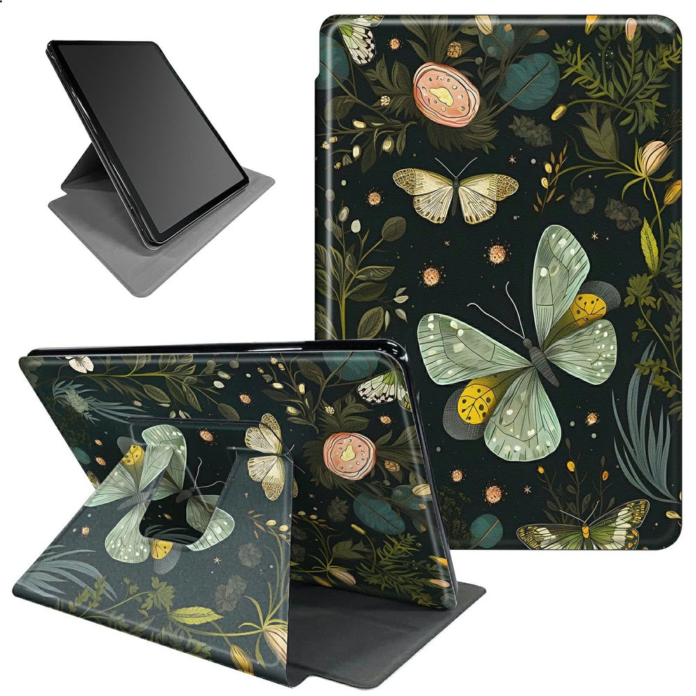 BFSEROBJ Case for 6 inch Kindle Paperwhite 10th Generation 2018/Kindle Paperwhite E-Reader Edition 360 Rotating Degree Stand Lightweight Smart Cover with Auto Wake/Sleep,Butterfly Flower Leaf