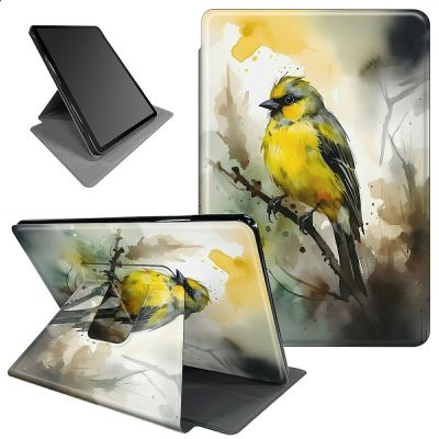 BFSEROBJ Case for 6.8 inch Kindle Paperwhite 11th Generation 2021 Release/Signature Edition 360 Rotating Degree Stand Lightweight Protective Smart Cover with Auto Wake/Sleep - Watercolor Bird