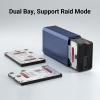 Dual 2.5" / 3.5" SATA Hard Disk Array Cabinet Dual Bays Hard Drive Enclosure with RAID Function USB3.0 Serial Port Disk Array Box with Fan for Desktop PC Laptop view 3