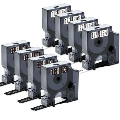 Compatible with DYMO Rhino Labels 18444 1805435, Permanent Vinyl 1/2 Inch, Use for Rhino 4200 5200 6000 3000 Industrial Label Maker, 4X Black + 4X White, Total 8 Pack, 1/2 Inch x18 ft