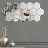 24pcs Silver Hexagon Mirror Acrylic Wall Stickers with Adhesive Art Decal Satin Paper Baby Kids Bedroom Home DIY Decor Removable Stickers (Hexagon Silver) view 2