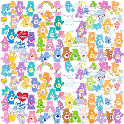 Care Bears Classic 100ct Vinyl Large Deluxe Stickers Variety Pack - Laptop, Water Bottle, Scrapbooking, Tablet, Skateboard, Indoor/Outdoor
