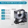 KCMYTONER 2 Pack Compatible for Dymo Rhino Pro IND Vinyl Label Tape 18443 3/8" 9mm Black on White Label for Rhino and 3M Label Maker Tape view 3