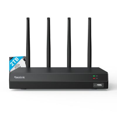 REOLINK 4K 16CH WiFi NVR with Wi-Fi 6 and 2.4/5 GHz Dual-Band WiFi, Built-in 2TB HDD, Support 16MP/12MP/8MP/5MP/4MP Reolink Cameras, 24/7 Recording Home Security Camera System, Not PoE Ports, RLN12W