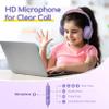EarFun Kids Headphones Wired with Microphone, 85/94dB Volume Limit Headphones for Kids, Portable Wired Headphone with Shareport, Stereo Sound Foldable Headset for School/Tablet/iPad, Violet Pink view 2