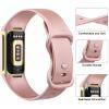 3 Pack Sport Bands Compatible with Fitbit Charge 5 Bands Women Men, Classic Soft Silicone Replacement Straps Wristbands for Fitbit Charge 5 Advanced Fitness & Health Tracker (Rose Gold/Champagne view 3