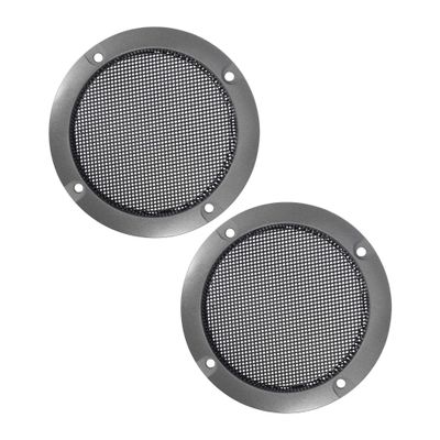 Taimmach 2pcs Car Titanium Tone Car Audio Speaker Cover 3" Mesh Subwoofer Grill Horn Glossy Guard Protector