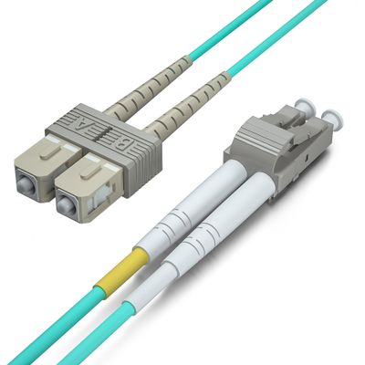 0.5m OM3 LC to SC Fiber Patch Cable, 10GB Multimode Fiber Jumper, Duplex LC-SC UPC, MMF, 50/125um, LSZH, for 1G/10G MMF SFP Transceiver, Networks, 0.5 Meter(1.64ft)