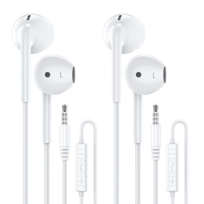 MOSWAG in Ear Headphones, Half in Ear Headphones with Mic Built in Volume Control Suitable for IPad, Android, MP3, Samsung Most 3.5mm Audio Devices