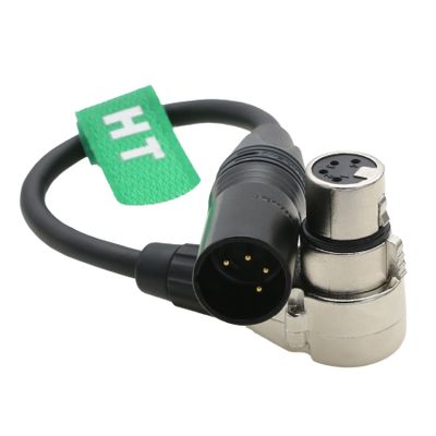 HangTon 24V Power Supply Extension Cable for LED Light ARRI RED Canon Sony Camera, XLR 4 Pin Male to XLR 4 Pin Female Right Angle 20cm