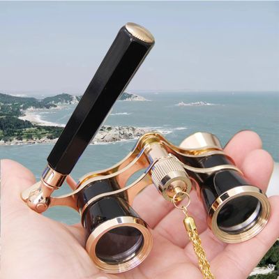 Yourelexit Opera Glasses Binoculars Lorgnette Theater Optical Glasses Mini Compact Lightweight Built-in Foldable Adjustable Handle with Neck Chain Vintage Adults Women Men in Musical Concert Cinema