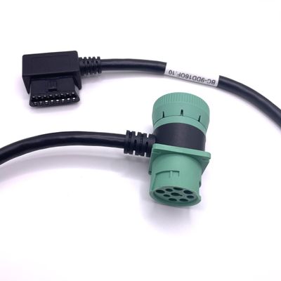 BRANSYS 9 Pin T Type to OBD2 - J1939 Male to Female and OBDII, Fully molding ELD Cable