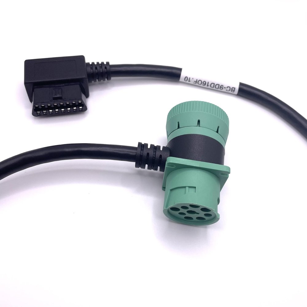 BRANSYS 9 Pin T Type to OBD2 - J1939 Male to Female and OBDII, Fully molding ELD Cable