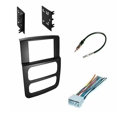 Double DIN Car Stereo Radio Installation Dash Kit Compatible with Dodge RAM (Dash Kit + Wiring Harness + Antenna Adapter) 2002 2003 2004 2005