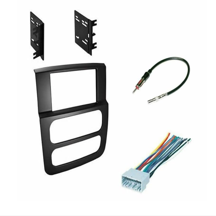 Double DIN Car Stereo Radio Installation Dash Kit Compatible with Dodge RAM (Dash Kit + Wiring Harness + Antenna Adapter) 2002 2003 2004 2005