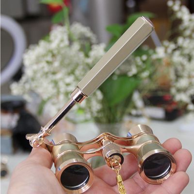 Yourelexit Opera Glasses Binoculars Lorgnette Theater Optical Glasses Mini Compact Lightweight Built-in Foldable Adjustable Handle with Neck Chain Vintage Adults Women Men in Musical Concert Cinema