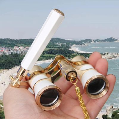 Yourelexit Opera Glasses Binoculars Lorgnette Theater Optical Glasses Mini Compact Lightweight Built-in Foldable Adjustable Handle with Neck Chain Vintage Adults Women Men in Musical Concert Cinema