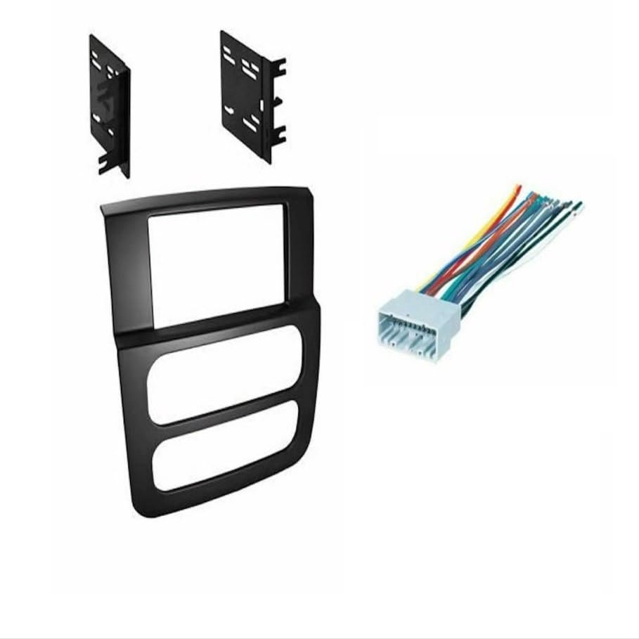 Double DIN Car Stereo Radio Installation Dash Kit Compatible with Dodge RAM (Dash Kit + Wiring Harness) 2002 2003 2004 2005