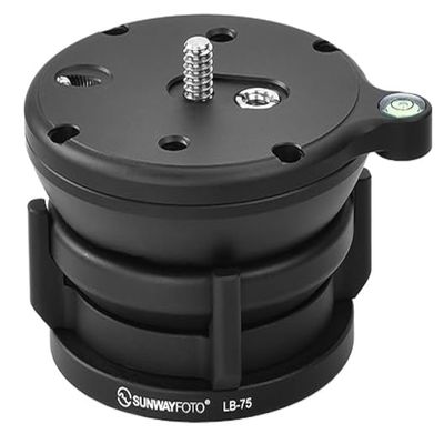 Sunwayfoto Black LB-75 75mm Low Profile Leveling Base for Tripod w Butterfly Lock Collar +/-15 Tilt