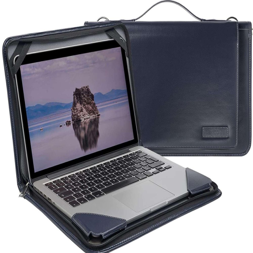 Broonel Blue Leather Laptop Messenger Case - Compatible with Acer Aspire Vero AV15-53 15.6" Laptop