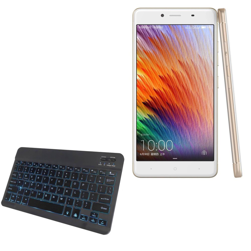 BoxWave Keyboard Compatible with YU Reka 2 - SlimKeys Bluetooth Keyboard - with Backlight, Portable Slim LED 7 Colors - Jet Black