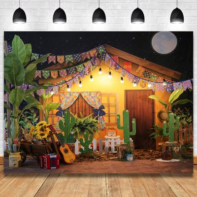 10x6ft Mexican Fiesta Theme Photography Backdrop Rustic Wood House Cactus Carnival Party Decor Baby Shower Birthday Background