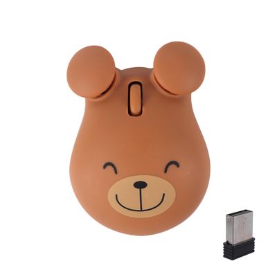 Justdfine Cute Bear Wireless Mouse Dual-Mode Computer Mouse Bluetooth 2.4G Optical 1600DPI Portable Travel Cordless Mice with Receiver for Laptop, PC, Notebook (Bear)