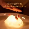S NMT Cute Rabbit Silicone Night Lights Cartoon Bedroom Lamp for Children's Room Decor, USB Rechargeable Timing Dimming Silicone Sleep Light for Kids, Toddler, Baby view 3