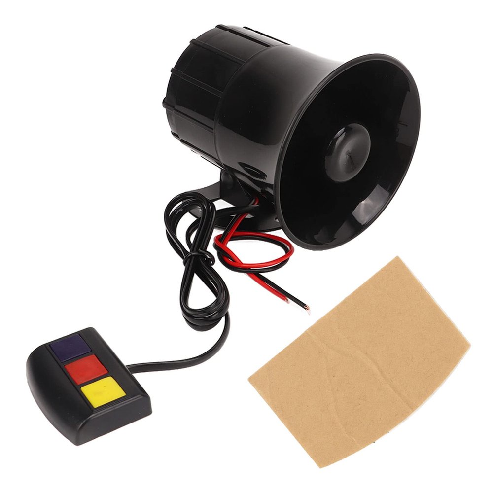 Tyenaza 120 dB 12V 20W Vehicle Siren, Loud Warning Alarm, 3 Tones, Durable Frame, All-Weather Compatible