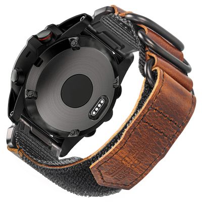 DAVILANE Compatible With Garmin Watch Band, Leather Watch Band Sports Strap For Fnix/Instinct/Tactix/Vivoactive/Approach/MARQ/Quatix/D2/Forerunner/Enduro,20/22/26MM