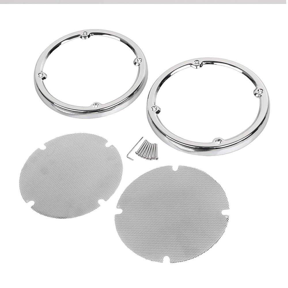 YDLMT Motorcycle Rear Tour Pak Speaker Trim Grill Mesh Covers for Harley Road Glide Tri Glide Electra Glide Ultra Classic Ultra FLTR 2014-2023, Chrome