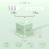 Cube Power Strip, FDTEK 4 Widely Spaced Outlet with 3 USB (1 USB C) Flat Plug Power Strips with Long Extension Cords Space Save Compact Portable for Travel Home Office Cruise (Green) view 2