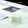 Cube Power Strip, FDTEK 4 Widely Spaced Outlet with 3 USB (1 USB C) Flat Plug Power Strips with Long Extension Cords Space Save Compact Portable for Travel Home Office Cruise (Green) view 4