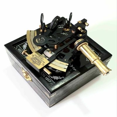 Black Brass Sextant Instrument with Wooden Box 4" Vintage Nautical Marine Sextant for Maritime, Antique Brass Collectible, Ship Navigation Tool, Nautical Decor Gift