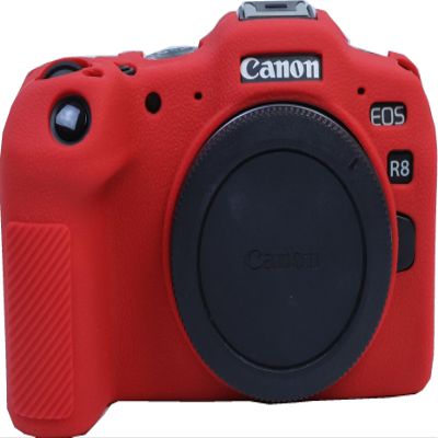 R8 Case, BMAOLLONGB Fullbody Ultra-Thin Lightweight Rubber Soft Silicone Housing Case Bag Cover for Canon Eos R8 (Red)