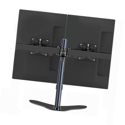 THEGA Tilt Swivel TV Mount - Mobile Stand, Dual Monitor Stand Mount, for 2 Monitors TV Stand, Fits 17 to 32 Inch Monitor TV Mount, Freestanding Height Adjustable Two Arm Monitor Mount