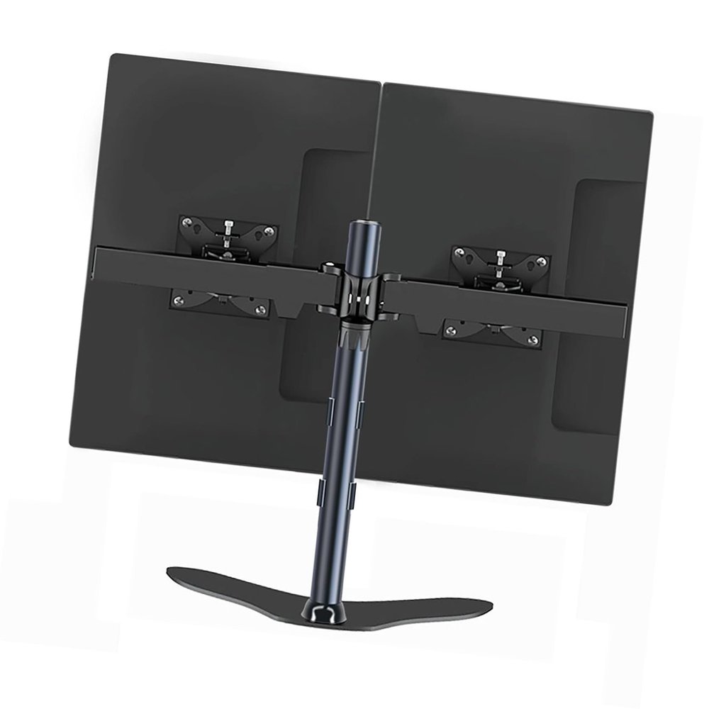 THEGA Tilt Swivel TV Mount - Mobile Stand, Dual Monitor Stand Mount, for 2 Monitors TV Stand, Fits 17 to 32 Inch Monitor TV Mount, Freestanding Height Adjustable Two Arm Monitor Mount