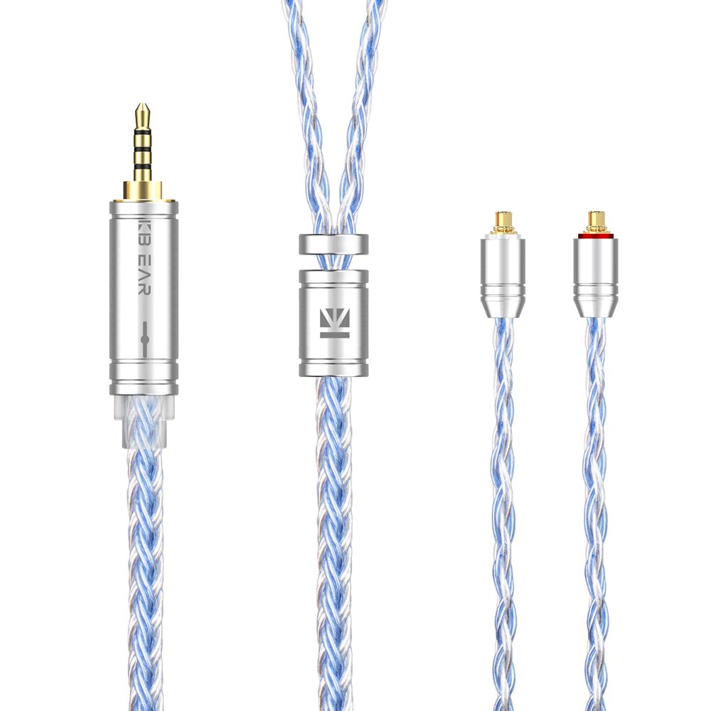 16 Cores 5N single Crystal Copper Cable,KBEAR ST16 Headphone Cable Silver-plated Upgrade Wire Silver MMCX Replacement Earphone Wire Cable for FILO FH3 FD3 FF5 (MMCX 2.5mm Audio Jack, Silver-Blue)