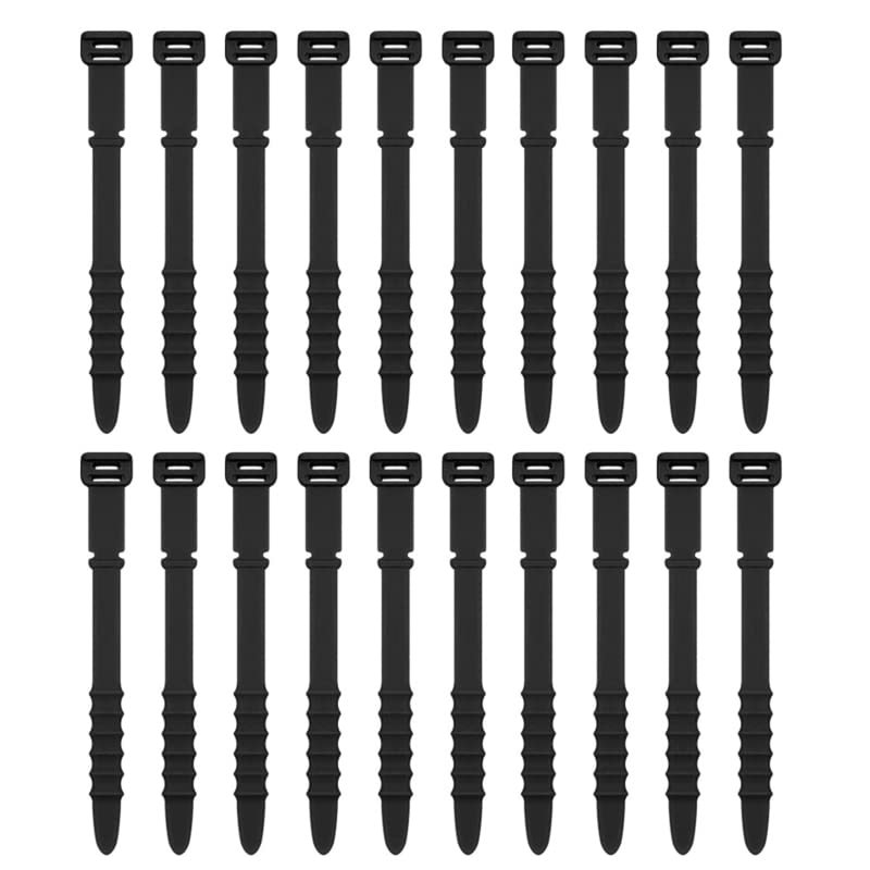 20 Pcs Silicone Cable Ties Cord Organizer Management Wrap Straps For Bundling Desk Cable Cords & Wires Cord Keeper For Cables Management Holder