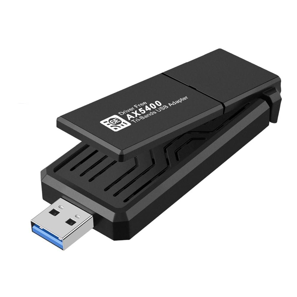 AX5400 WiFi 6E Tri-Bands USB 3.0 Driver Free Adapter 2.4G 5G 6G WiFi Receiver Dongle for Desktop Laptop Windows 10 11