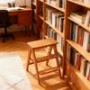 JIKUGO Bamboo Foldable 3-Step Stool Wide Anti-Slip Pedal Sturdy Ladder for Home Multiuse as Shelf Plant Stand 23.6x14.7x7.6in for Adults view 2