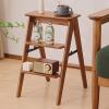 JIKUGO Bamboo Foldable 3-Step Stool Wide Anti-Slip Pedal Sturdy Ladder for Home Multiuse as Shelf Plant Stand 23.6x14.7x7.6in for Adults view 3