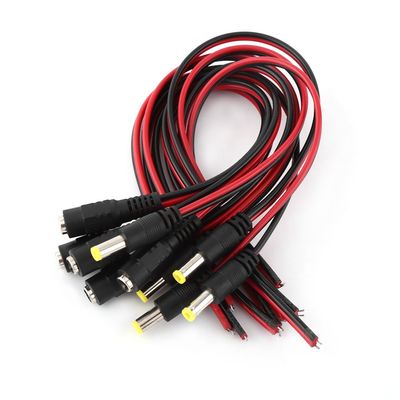 10pcs 12V DC Power Pigtail Plug 2.1mm x 5.5mm Male Female Connector Cable, for CCTV Security Camera, Power Supply Adapter